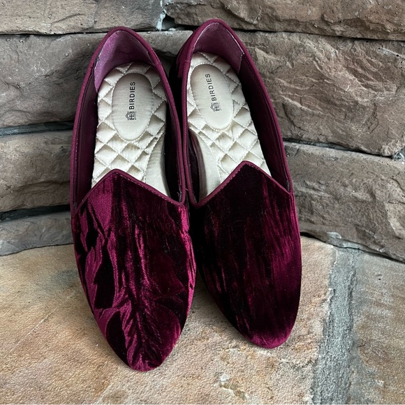 Birdies Heron Crushed Velvet Flat / Wine / SZ 7 - Picture 2 of 8